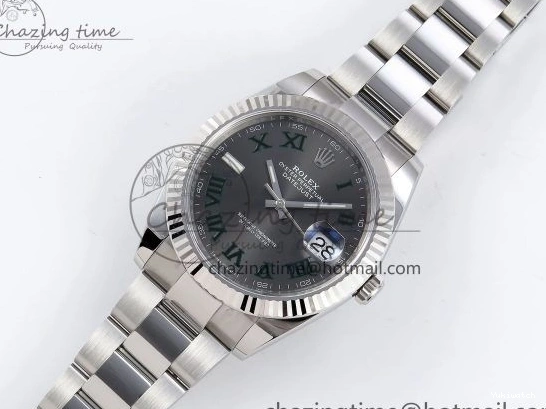 Best Edition Steel Dial Oyster Green Gray VR3235 on 126334 DateJust Roman C+F 41 Bracelet 904L SS 1:1 0223